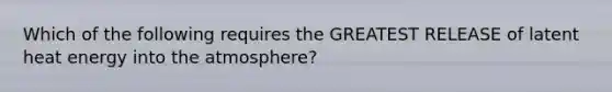 Which of the following requires the GREATEST RELEASE of latent heat energy into the atmosphere?