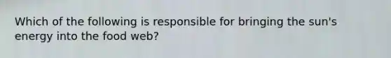 Which of the following is responsible for bringing the sun's energy into the food web?