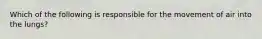 Which of the following is responsible for the movement of air into the lungs?