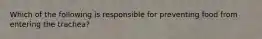 Which of the following is responsible for preventing food from entering the trachea?