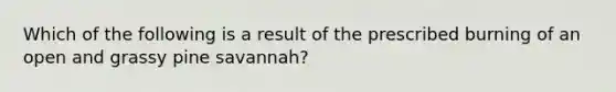 Which of the following is a result of the prescribed burning of an open and grassy pine savannah?