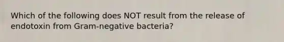 Which of the following does NOT result from the release of endotoxin from Gram-negative bacteria?