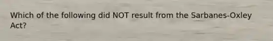 Which of the following did NOT result from the Sarbanes-Oxley Act?