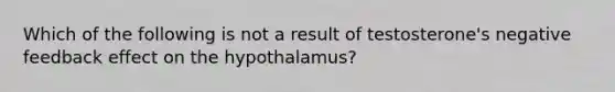 Which of the following is not a result of testosterone's negative feedback effect on the hypothalamus?