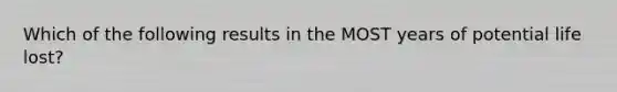 Which of the following results in the MOST years of potential life lost?