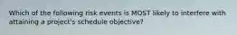 Which of the following risk events is MOST likely to interfere with attaining a project's schedule objective?