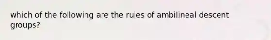 which of the following are the rules of ambilineal descent groups?