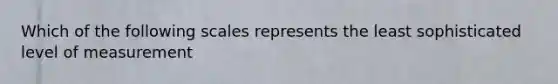 Which of the following scales represents the least sophisticated level of measurement