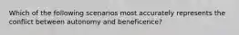 Which of the following scenarios most accurately represents the conflict between autonomy and beneficence?