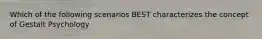 Which of the following scenarios BEST characterizes the concept of Gestalt Psychology