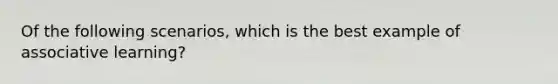 Of the following scenarios, which is the best example of associative learning?