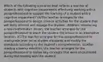 Which of the following scenarios best reflects a teacher of students with cognitive impairments effectively working with a paraprofessional to support the learning of a student with a cognitive impairment? (A)The teacher arranges for the paraprofessional to design science activities for the student that will likely interest and engage the student. (B)When introducing a new mathematics lesson, the teacher arranges for the paraprofessional to teach the student the lesson in an alternative location. (C)The teacher arranges for the paraprofessional to read grade-level social studies standards and modify the standards according to the student's comprehension. (D)After reading a poetry selection, the teacher arranges for the paraprofessional to review key concepts that were encountered during the reading with the student.