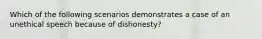 Which of the following scenarios demonstrates a case of an unethical speech because of dishonesty?