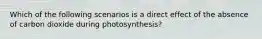 Which of the following scenarios is a direct effect of the absence of carbon dioxide during photosynthesis?