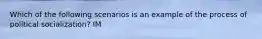 Which of the following scenarios is an example of the process of political socialization? IM