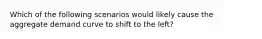 Which of the following scenarios would likely cause the aggregate demand curve to shift to the left?