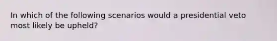 In which of the following scenarios would a presidential veto most likely be upheld?