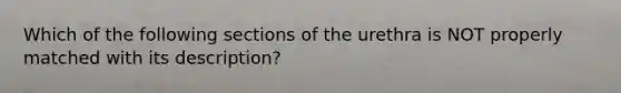 Which of the following sections of the urethra is NOT properly matched with its description?