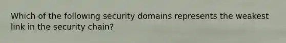 Which of the following security domains represents the weakest link in the security chain?