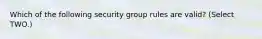 Which of the following security group rules are valid? (Select TWO.)