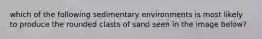 which of the following sedimentary environments is most likely to produce the rounded clasts of sand seen in the image below?