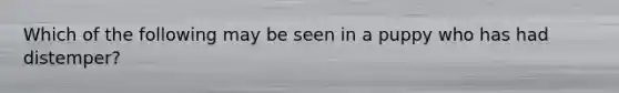 Which of the following may be seen in a puppy who has had distemper?