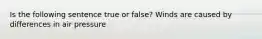 Is the following sentence true or false? Winds are caused by differences in air pressure