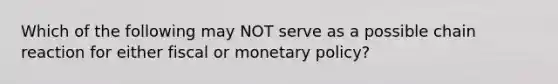 Which of the following may NOT serve as a possible chain reaction for either fiscal or monetary policy?