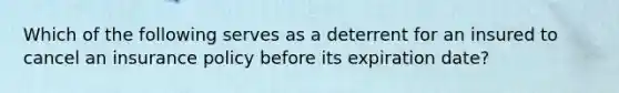 Which of the following serves as a deterrent for an insured to cancel an insurance policy before its expiration date?