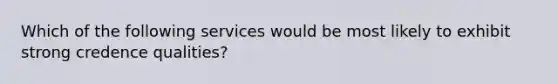 Which of the following services would be most likely to exhibit strong credence qualities?