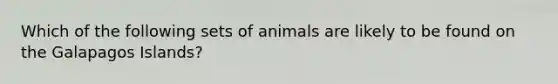 Which of the following sets of animals are likely to be found on the Galapagos Islands?