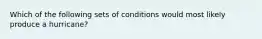 Which of the following sets of conditions would most likely produce a hurricane?