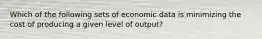 Which of the following sets of economic data is minimizing the cost of producing a given level of output?