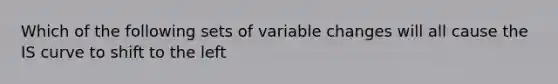 Which of the following sets of variable changes will all cause the IS curve to shift to the left