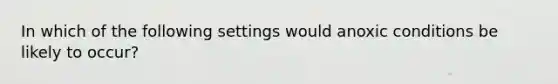 In which of the following settings would anoxic conditions be likely to occur?