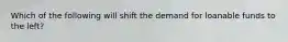 Which of the following will shift the demand for loanable funds to the left?