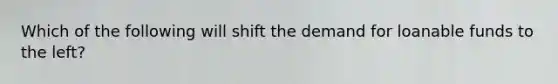 Which of the following will shift the demand for loanable funds to the left?