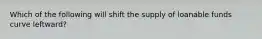 Which of the following will shift the supply of loanable funds curve leftward?