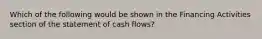 Which of the following would be shown in the Financing Activities section of the statement of cash flows?