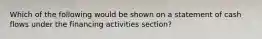 Which of the following would be shown on a statement of cash flows under the financing activities section?