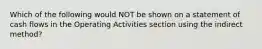 Which of the following would NOT be shown on a statement of cash flows in the Operating Activities section using the indirect method?