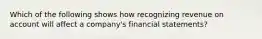 Which of the following shows how recognizing revenue on account will affect a company's financial statements?