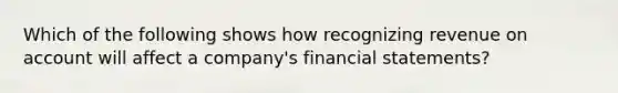 Which of the following shows how recognizing revenue on account will affect a company's financial statements?