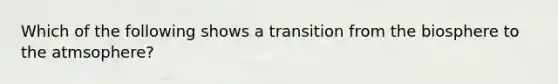 Which of the following shows a transition from the biosphere to the atmsophere?