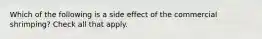 Which of the following is a side effect of the commercial shrimping? Check all that apply.