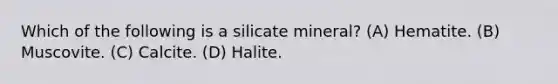 Which of the following is a silicate mineral? (A) Hematite. (B) Muscovite. (C) Calcite. (D) Halite.