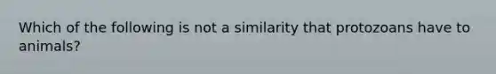 Which of the following is not a similarity that protozoans have to animals?