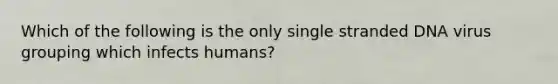 Which of the following is the only single stranded DNA virus grouping which infects humans?