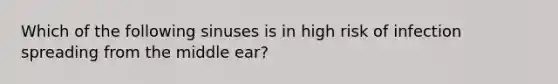 Which of the following sinuses is in high risk of infection spreading from the middle ear?