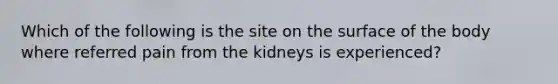 Which of the following is the site on the surface of the body where referred pain from the kidneys is experienced?